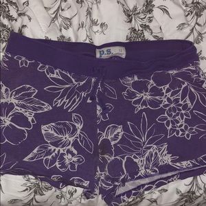 Purple and white shorts